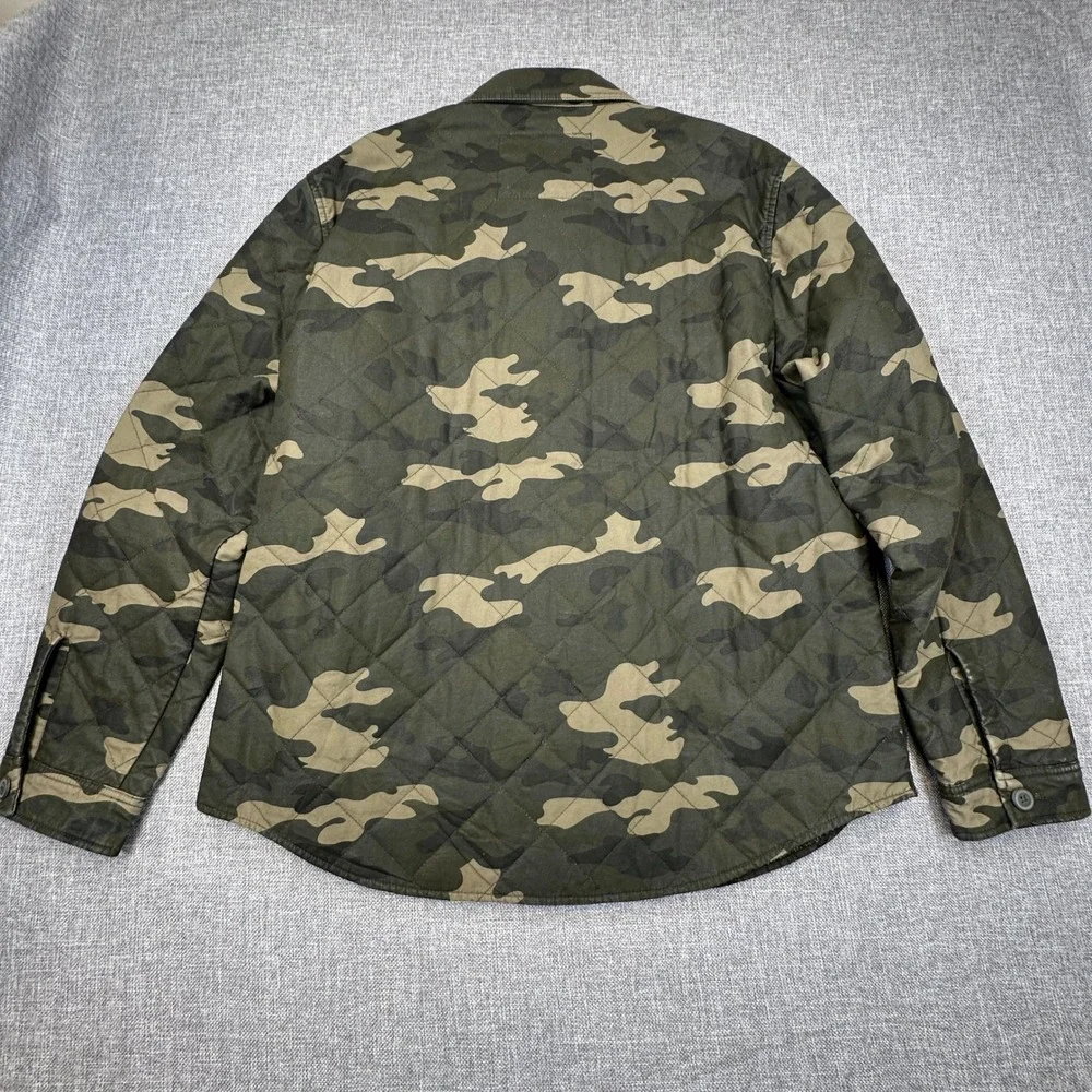 Levi's Cotton Diamond Quilted Shirt Jacket Mens XL Green Camouflage Zip Shacket - Picture 5 of 13